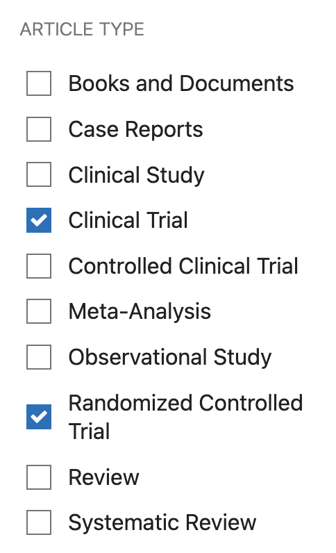 PubMed search filters